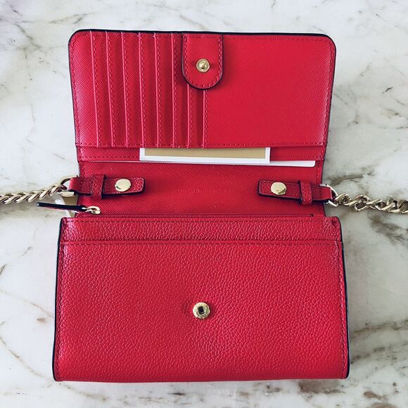 MICHAEL KORS Jet Set Travel Coral Reef Leather Multi Function Phone Crossbody - Picture 6 of 8